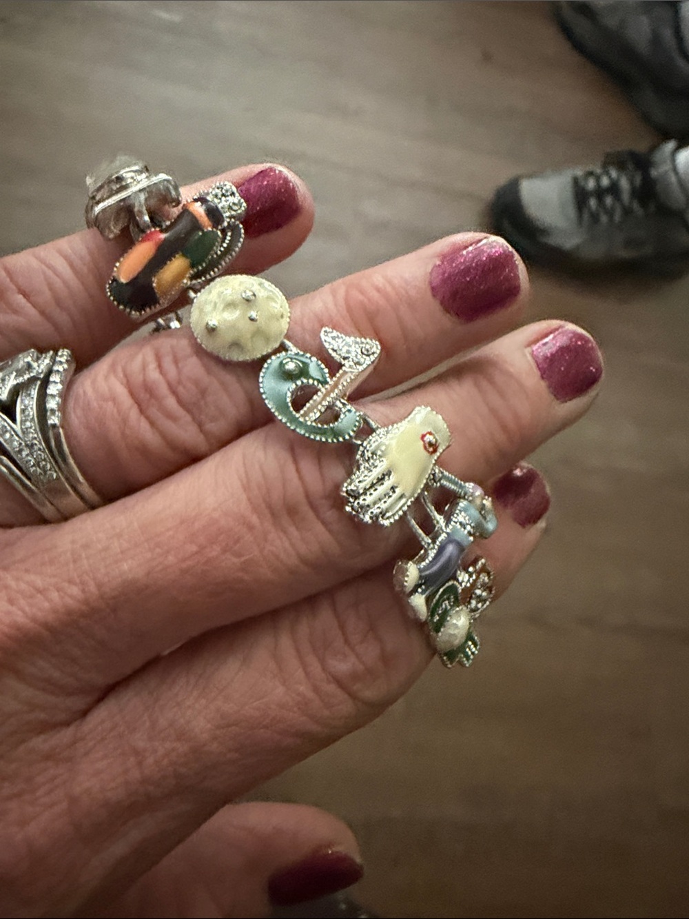 Artisan golf Multi-Charm Silver Statement Ring - Multicolor